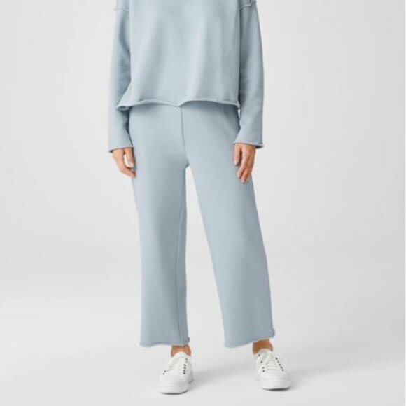 *NWT* EILEEN FISHER ORGANIC COTTON FRENCH TERRY STRAIGHT PANT_FROST_L_$178 - Picture 1 of 4